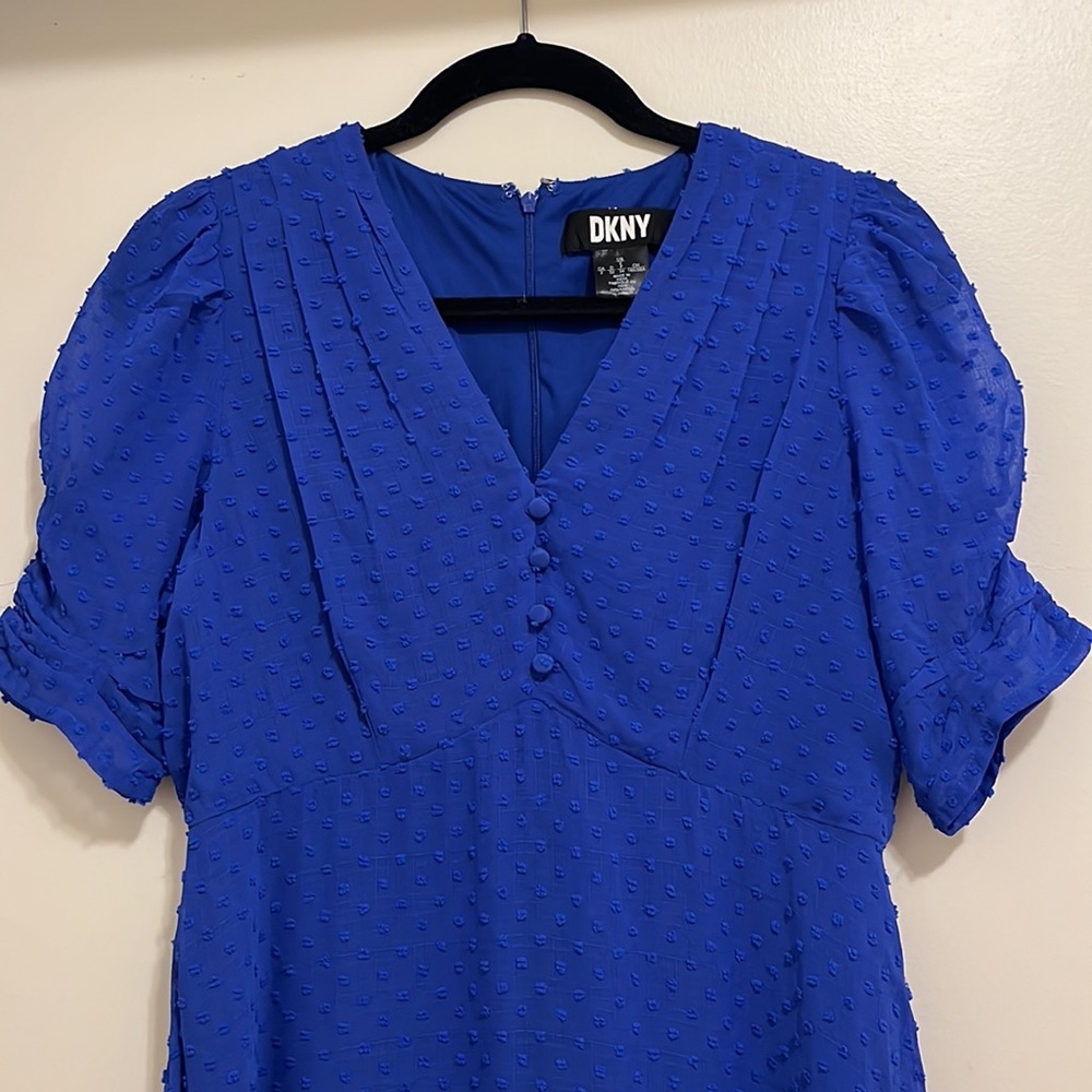 DKNY Royal Blue Textured Midi Dress